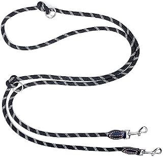 Hundeleine 3m x 10mm, 208g, Verstellbare hundeleine jeden Hund, Multifunktionsleine Doppelleine Umhängeleine robust, schwarz