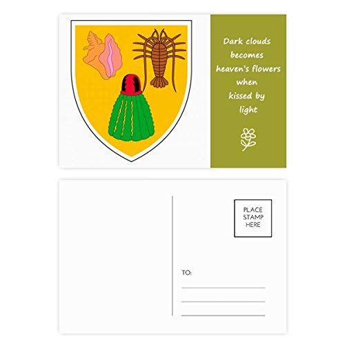 Cartes postales Îles Turques et Caïques cadeau souvenir poésie emblem pour collectionneur