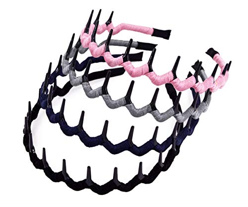 STHUAHE4Pcs Assorted Color Resin Sharks Teeth Comb Wavy Hair Hoop Hairband Headband Hair Accessories by Beauty hair (4 Colors)