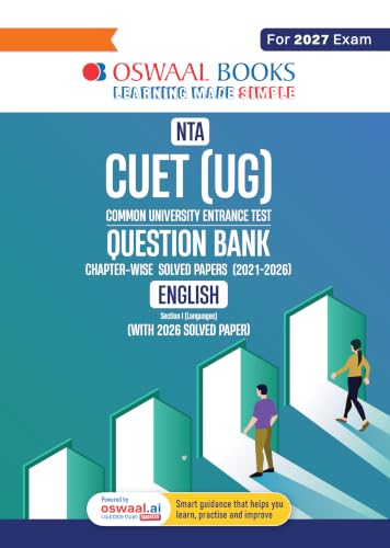Image of Oswaal NTA CUET (UG) Chapter-wise Solved Papers Question Bank |English |PYQs (2021-2026) NCERT aligned MCQs |With Solved Paper 2026 |For 2027 Exam |With Oswaal AI