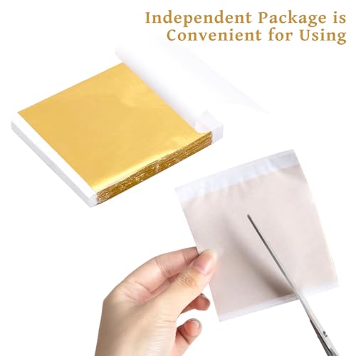 300PCS Gold Leaf Sheets for Art, Gold Foil Sheets 3 Colors Gold, Silver, Rose Gold for Art, Gilding Crafting, Painting, Furniture Decoration, Jewelry Making 3.15×3.35 inches - Thumbnail 3