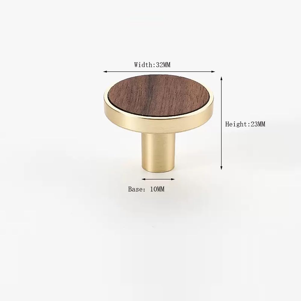 Confezione da 10 pomelli rotondi in noce, con foro singolo da 32 mm, base solida, adatti per cucine, cassettiere, armadi, cassettiere e mobili.