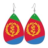 Pendientes de cuero con forma de lágrima con bandera de Eritrea, decoración de ropa, adecuados para fiestas, vacaciones y vida cotidiana