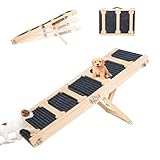GENMOUS 30.5" Wooden Adjustable Dog Ramps for Bed,5 Levels Height Pet Steps for Small Dogs and Cats,Non-Slip Balanced Dog Indoor Outdoor Ramp,Wood Color