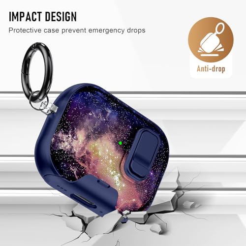 Image of Compatible Airpods Pro 3 Case (2025) with Phone Stand & Cleaner Kit,Print Soft Silicone Lock Clip Apple AirPods Pro 3rd Generation Case, Airpod Pro 3 Cover with Keychain for Women /Girls,Starry Sky