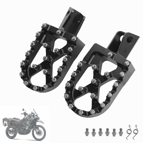 Image of Motorcycle Footpegs CNC for Kawasaki KLR650 1987-2025 Black | Motorcycle KLR650 Footpegs CNC Foot Pegs Footrest for Kawasaki KLR650 1987-2018, 2022-2025, Black, Aluminum, Rear