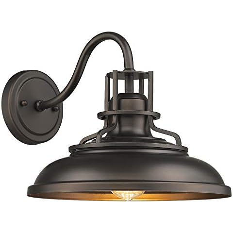 FEMILA Indoor Outdoor Wall Sconces, Gooseneck Barn Light Vintage Farmhouse Wall Lamp, Oil Rubbed Bronze Finish, 4FY15-1W ORB Cover