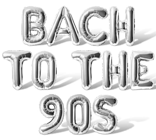 Letter Balloons - BACH TO THE 90S 16" Inch Alphabet Letters Foil Mylar Balloon Bachelorette Party Banner (Silver)