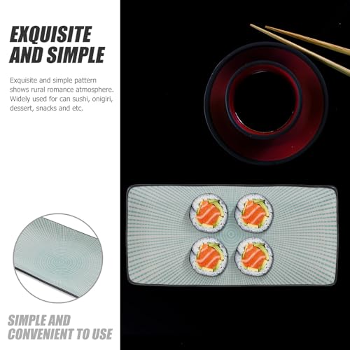 Plato rectangular de cerámica para sushi miniatura 3
