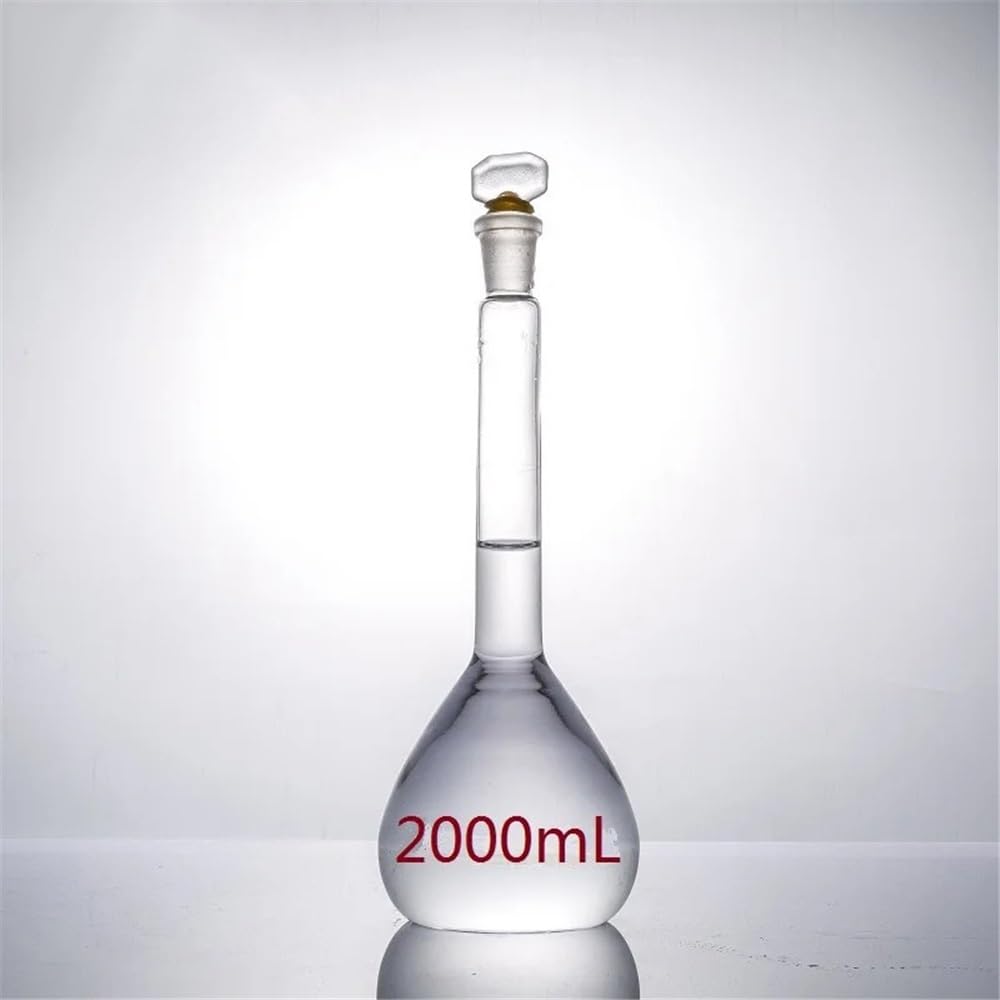Matraccio volumetrico da 2000 ml in vetro neutro di classe A con una tacca graduazione e tappo in, attrezzatura laboratorio Attrezzature da laboratorio