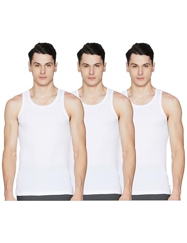 Image of Jockey 8823 Men Super Combed Cotton Rib Round Neck Sleeveless Vest with StayFresh Properties (Pack of 3) Regular Fit
