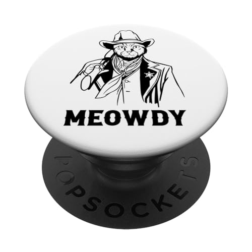 Meowdy Divertente Meow Howdy Cowboy Sceriffo Gatto Mashup Umorismo Gioco di parole PopSockets PopGrip Adesivo
