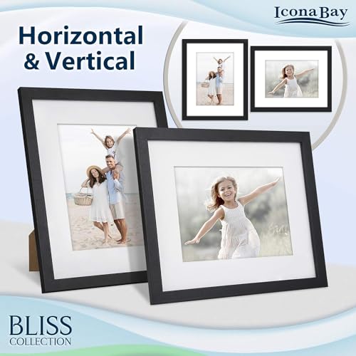 Icona Bay, 10x8 Black Picture Frame with Removable Mat for 7x5 Photo, Modern Style Engineered Wood Frame - Image 4
