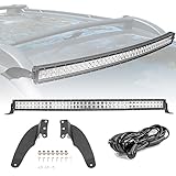 Dasen 42' 240W Curved LED Light Bar & Upper Roof Windshield Mount Brackets w/Wiring Kit Compatible...