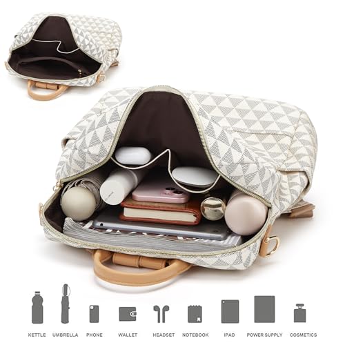 Image of Backpacks for Women Fashion PU Leather Bag Multipurpose Design Convertible Satchel Bag Travel Backpack Handbag and Purse 2Pcs