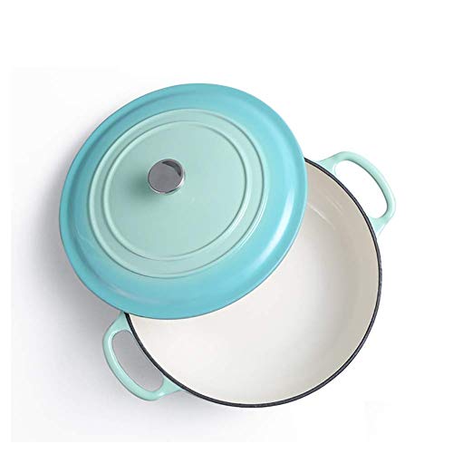Olla de cerámica con tapa, cacerola de hierro fundido poco profunda con tapa, olla para sopa con revestimiento de esmalte resistente, cocina de inducción, estufa de gas, cacerola universal (color: ros