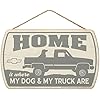 Chevrolet Hanging Sign - Home is Where My Dog and My Truck Are - Chevy Wood Wall Decor for Man Cave or Garage