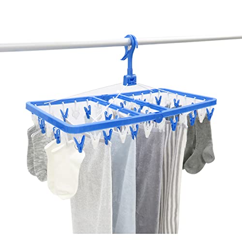 Towa Sangyo Laundry Drying Clothesline, Laundry Hanger with 42 Clothespins, Blue