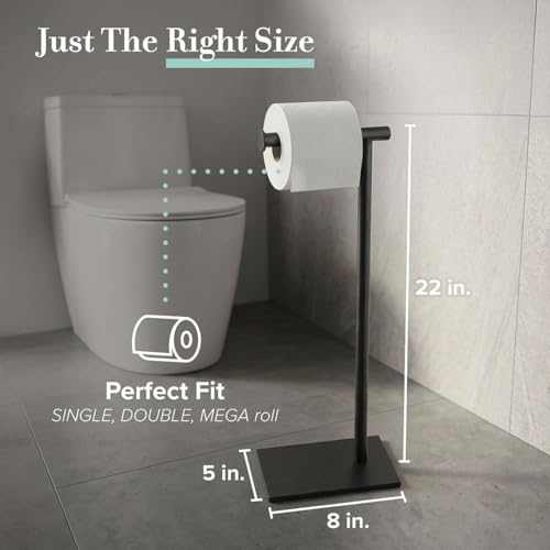 Gatco 1431MX Modern Square Base Toilet Paper Holder Stand, Matte Black, 22.25"H by Gatco - Image 6