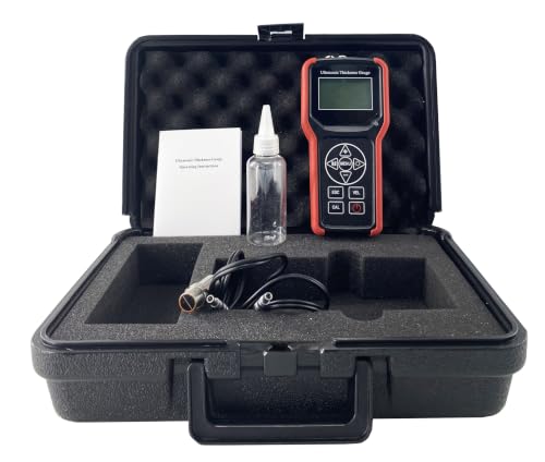 HFBTE Ultrasonic Thickness Gauge Tester Meter for Metal (Such As Steel Cast Steel Aluminum) Plastic Glass Fiber Glass Etc with Measuring Range 0.75 to 400 mm/0.03 to 15.74 Inch