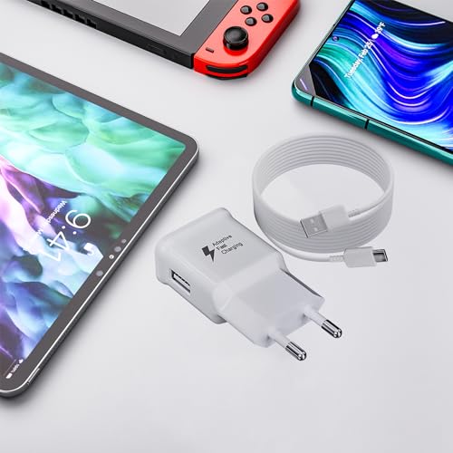 15W Chargeur Type C Charge Rapide pour Samsung Galaxy S22 S21 S20 S10 S10e S9 S8 A16 A15 A14 A20 A25 A34 A35 A36 A55 A05s A04s Téléphone Portable Prise USB Adaptateur Secteur avec USB-C Cable 2M – Image 5