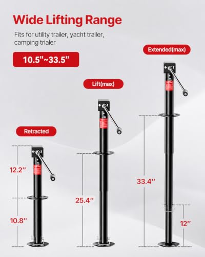 Image of FZZD 5000 lbs A-Frame Trailer Jack, 20-24V Cordless Drill Compatible, 23 inch Lift, for Utility,RVs (Black)