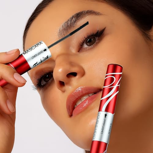 Image of Fashion Colour Platinum Double Head Mascara for Upper & Lower Lashes | 2-in-1 Volumizing & Lengthening Mascara | Smudge Proof, Waterproof, Long Lasting, No Clumping, Lightweight Formula | 10ml | Black