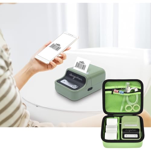 casmilee Tasche für NIIMBOT Etikettendrucker B1 / B21, für SUPVAN T50M Pro, Tragetasche für Selbstklebendes Etikettiergerät Bluetooth Beschriftungsgerät Sticker Drucker, Grün