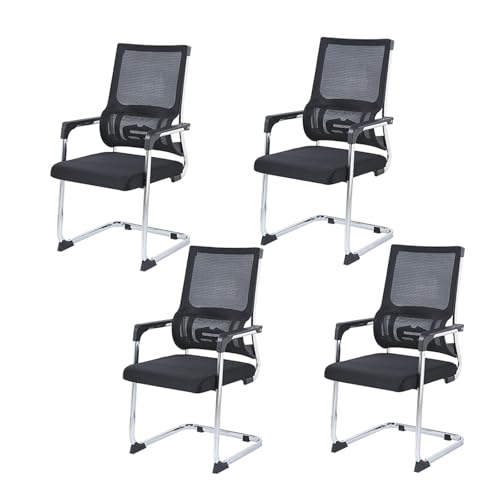 CMYCYDDPLY Silla de Oficina de 4 Piezas, Sillas de Oficina con Respaldo Medio for Invitados, Sillas de Recepción con Brazos, Adecuadas for Salas de Espera, Salas de Reuniones(Black)