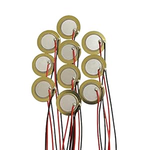 10PCS 41mm Piezo Disc Transducer Contact Microphone Trigger Sound Sensor with 3.94 Inches Wires for Acoustic Instrument，Mic Drum Trigger Acoustic Pickup CBG Guitar
