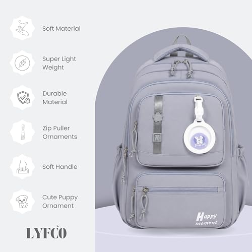 Image of Korean Style School & College Backpack with Detachable Pouch | 18 Inch Large capacity bag for Girls & Boys Age of 12-16 years | Best for School, Tution, Travel, Camping