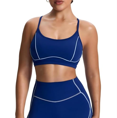 Image of Aoxjox Lexi Lined Sports Bra | color blocking, adjustable straps, women's workout fitness training gym yoga crop tank, moisture-wicking