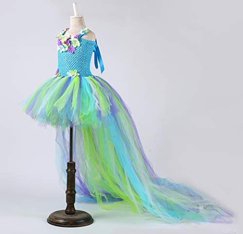 Tutu Dreams Fairy Dress Girls Kids Renaissance Faire Costume Princess Butterfly Wings Flower Girl Birthday Carnival Party Dress Up Clothes (Blue, L) #TOP3