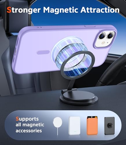 Image of FNTCASE for iPhone 12 Case Matte: iPhone 12 Pro Case Magnetic Phone Cases Compatible with Magsafe Slim Anti Yellowing Military Grade Drop Rugged Protective Translucent Cell Phone Cover (C-Purple)