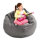 HUMMSE Bean Bag Chair Cover (No Filler) Plush Toys Storage (D30 x H37) Inches Ultra Soft Leatherette