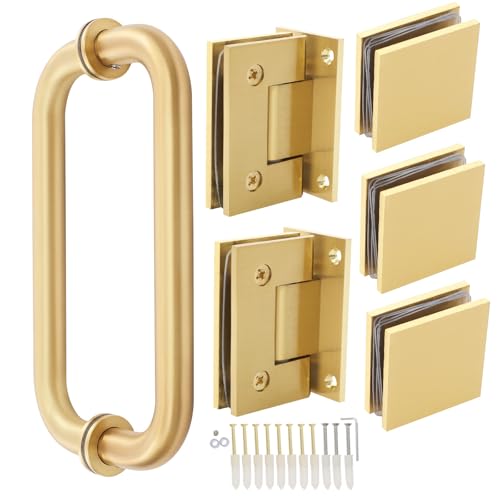 Pinelicorn Shower Door Hardware for Frameless Glass (Gold)