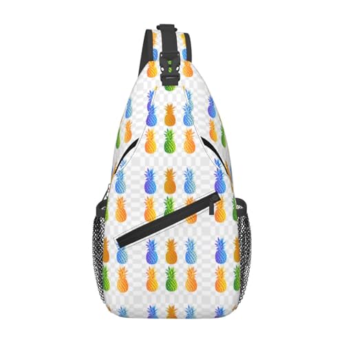 Colorful Pineapple Stylish Men'S Messenger Bag - Durable Polyester, Huge Capacity & Adjustable Strap