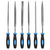 MORROWIND Small 6-Piece Needle File Set, Diameter 0.15' Length 6.3' Hardened Alloy Steel Mini File for Metal Wood Plastic, Includes Flat, Warding, Square, Triangular, Round, Half-Round, Blue