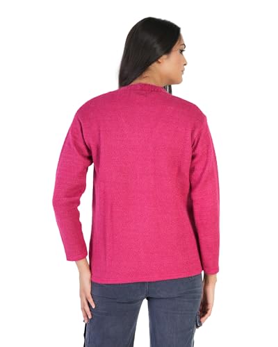 Image of MANRA Women's Woolen V-Neck Buttoned Full Sleeve Cardigan Self Design Soft Wool Fabric Winter Wear Pure Wool Sweater Fully Warm with Front Pockets Stylish Cardigan