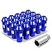 J2 Engineering J2-LN-T7-037-15-BL M12 x 1.5 T6-7075 Aluminum 50mm Closed End Lug Nuts w/Deep Drive Extension Adapter,Blue