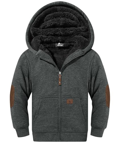 Image of SWISSWELL Unisex Boys Girls Fleece Hoodie Sherpa Lined Jacket Zip Up Hooded Sweatshirt Winter Outerwear for Kids