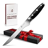 TUO Boning Knife, 6 inch Fillet Knife for Trimming Fat from Meat, Deer Skinning, Full Tang Handle, High Carbon German Steel, for Poultry Lamb Meat Cutting - Black Hawk Series