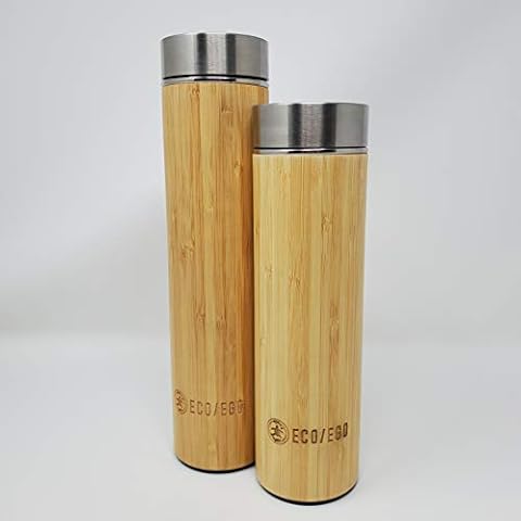 U.S.A. made ECO/EGO Organic Bamboo Tumbler for tea, fruit, coarse ground coffee. 20 oz. (600ml) Cover