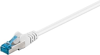 Goobay 92711 Câble patch CAT 6a double blindage S-FTP jusqu'à 10 000 Mbits, 500 MHz, câble cuivre sans halogène, connecteurs RJ-45, contacts plaqués or, 2 m, blanc