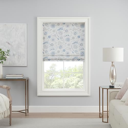 Waverly Annisa Jacobean Floral 100 Blackout Roman Shade, Cordless and Noise