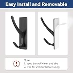 pickpiff Self Adhesive Coat Hooks for Hanging: Heavy Duty Stainless Wall Hook for Towel, Backpack, Hat, Sturdy Metal Hanger for Bathroom, Bedroom, Door, 4-Pack, Matt Black - Image 4