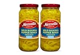 Mezzetta Mild Banana Pepper Rings - Sweet & Crunchy Peperoncini Alternative for Hamburgers, Hot Dogs, Sandwiches - Perfect for Boosting Flavor in Dishes - Gluten Free, Keto, Kosher - 16 OZ - Pack of 2