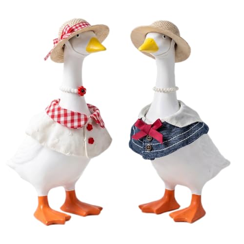 MUGEEY 7 Inch Desk Goose Outfits - 2 Set Spring Summer Clothes & Costumes for Mini Desktop/Porch Geese, Durable Goose Desk Accessories, Desk Duck Clothing for Magnetic Goose Statue Decor&Gifting