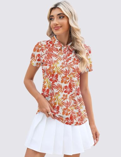 Image of TFSDOD Womens Golf Polo Shirts Collared Short Sleeve T Shirt Lightweight Moisture Wicking Polo Casual 3 Buttons Outfits