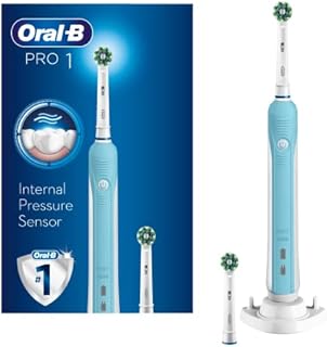 Oral-B Pro 1 Electric Toothbrush with Pressure Sensor, 1 Handle, 1 Toothbrush Head, 1 Mode with 3D Cleaning, 2 Pin UK Plug, 670, Blue
